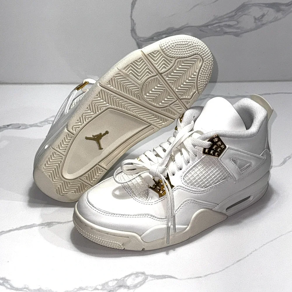Nike Air Jordan 4 Metallic Gold Women's Size 9.5 Men's 8 B-GRADE - Picture 1 of 6
